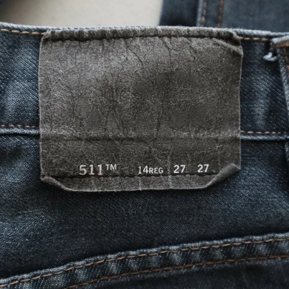 Levi's 511 Jeans Boys 14 Reg 27x27 Standard Slim Fit 5-Pocket Denim Dark Blue‎
